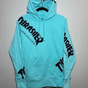 HUF Thrasher Hoodie Adult Med Turquoise Hooded Sweatshirt Collaboration Unisex - Picture 1 of 3