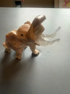 Vintage 6 Zoll Elefant aus marmoriertem Stein handgeschnitzt Kunst Skulptur Figur - Bild 1 von 13