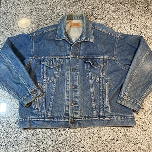Vintage Levi's Denim Trucker Jacket 70507-0218 XL Made in USA Red Tab - Picture 1 of 14
