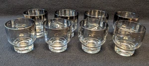 MCM Vintage Eva Zeisel/Federal Glass Stockholm Silver Fade Juice/Cocktail Set 8 - Picture 1 of 3