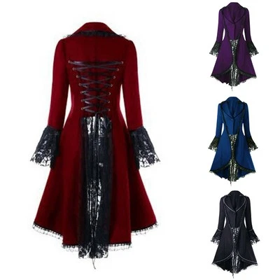 Dress Brocade Steampunk Victorian Long Coats Jacket Retro Women Gothic Punk Rave - Image 1 of 4