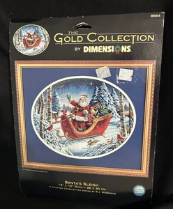 Slitta Babbo Natale Kit Punto Croce Contato The Gold Collection Dimensioni 8664 NUOVO - Foto 1 di 5