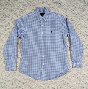 Ralph Lauren Button Up Dress Shirt Long Sleeve Mens MED Blue/White Check Flannel - Picture 1 of 8