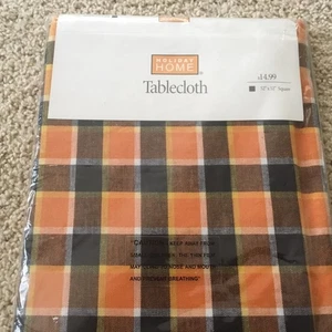 Vintage Halloween/Fall Tablecloth 52” Square Orange Gold Plum/Black Cotton New - Picture 1 of 3