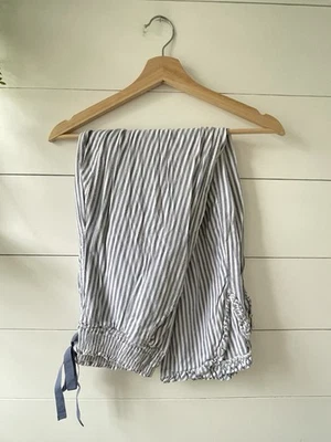 Pantalones de salón Aerie pequeños a rayas con lazo en la cintura azul marino blanco pijama pantalones de algodón Foto 1 de 4