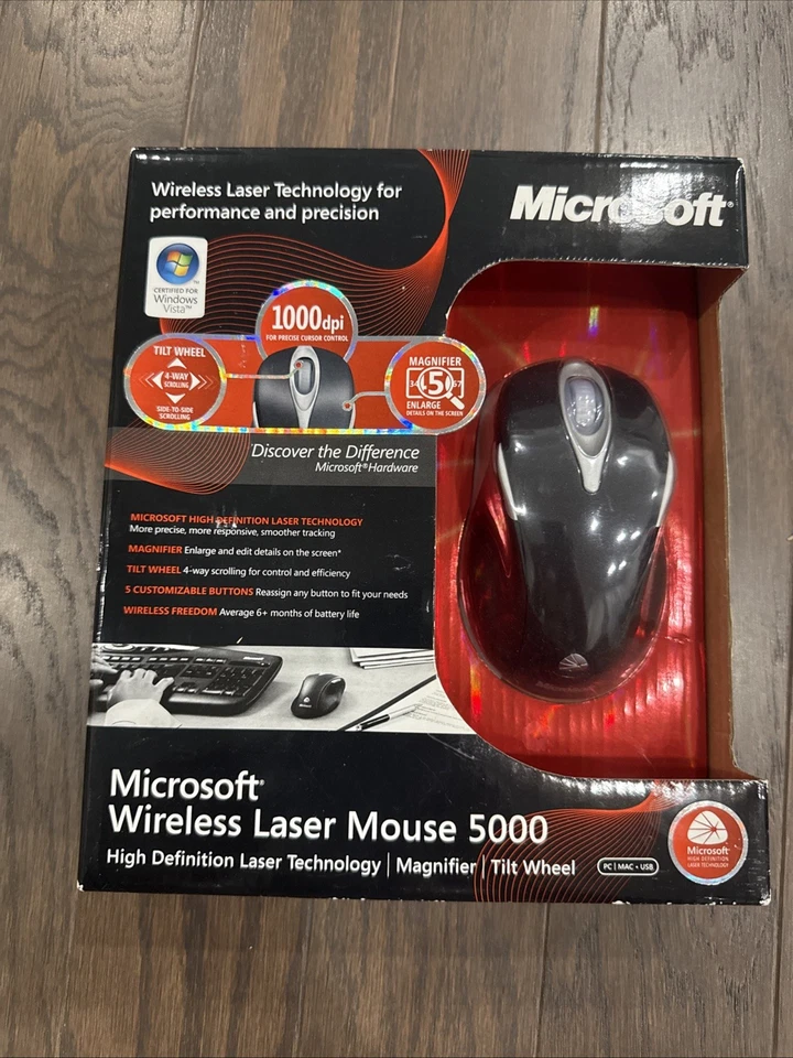 Microsoft Wireless Laser Mouse 5000 - Metallic Black | NEW & sealed - Image 1 of 4