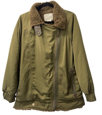 Anthropologie Joni Sherpa-lined Parka Jacket Coat Olive Green Size M Cozy Warm - Image 1 of 4