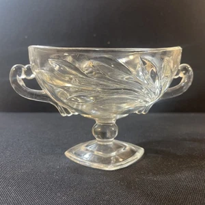 Vintage Glas Sockel Süßigkeiten Schale mit Griffen, 5,5" Nuss Schmuck Schüssel Dekorativ - Bild 1 von 7