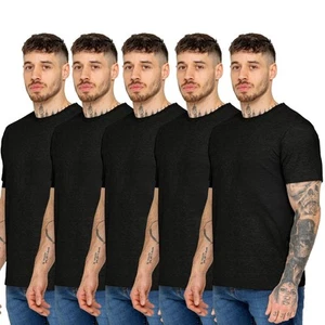T-Shirt À Col Rond Pour Hommes Multipack Tops Décontractés D'Été En Coton - Picture 1 of 36