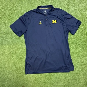 Michigan Wolverines Jordan Polo Football Shirt Womens Sz Medium Blue Golf - Picture 1 of 6