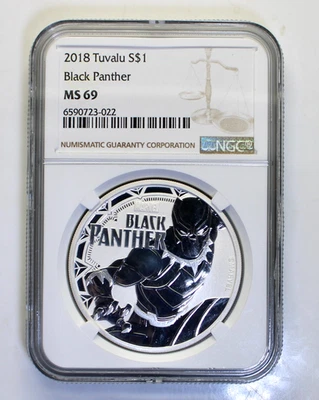 Gorgeous 2018 Tuvalu Black Panther  MS69 NGC Proof Like - Image 1 of 2