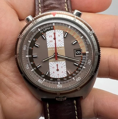 BREITLING BULLHEAD CHRONOMATIC  TROPICAL  DIAL REF 7101 MEN'S VINTAGE WATCH 42mm - image 1 of 4