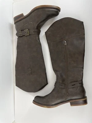 Kensie Womens Stefanie Boots Brown Faux Leather Knee High Zip Buckle Straps 9 M - Image 1 of 4