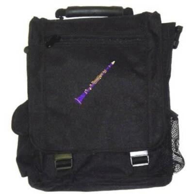 PICKBOY Embroidered Music Black Backpack Clarinet Holdall Bag