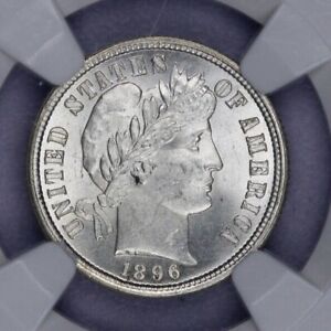 1896-P 1896 Barber Dime Silver 10c NGC - MS 64 CAC Super flashy Tough coin!!