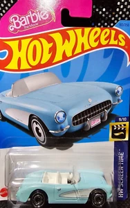 HOTWHEELS Screen Time 2023 Diecast Car 9/10 - BARBIE Blue 1956 Corvette - Picture 1 of 2