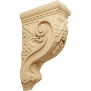 Ekena Millwork 4.25" x 8" x 13.25" Interior Corbel Devon Grapes/Vines Wood Alder - Picture 1 of 4