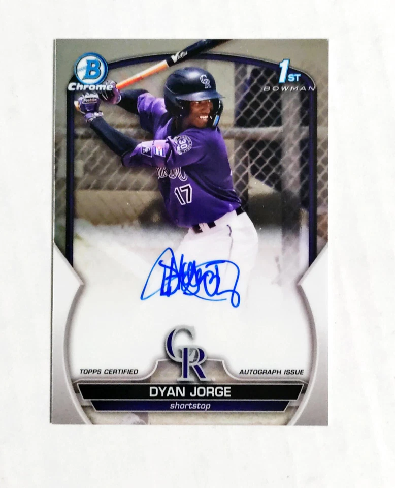 Dyan Jorge 2023 1st Bowman Chrome AUTO Prospect AUTOGRAPH Rockies RC z13 - Image 1 of 1