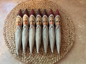 Vintage Folk Art Long Bearded Icicle Santa Christmas Ornament 9”, Handpainted - Picture 1 of 7