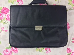 MEN'S Exquisite Briefcase Charcoal Black Genuine Leather inc long shoulder strap - Picture 1 of 12