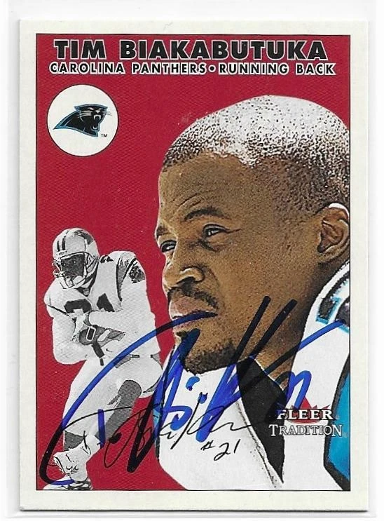 TIM BIAKABUTUKA Autographed Signed 2000 Fleer Football card Carolina Panthers - Image 1 of 1