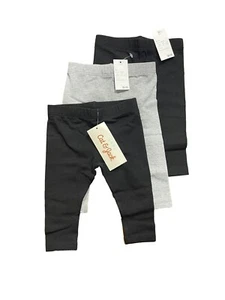 Baby Girls' 3pk Leggings Set - Cat & Jack Black/Gray Newborn - Picture 1 of 6