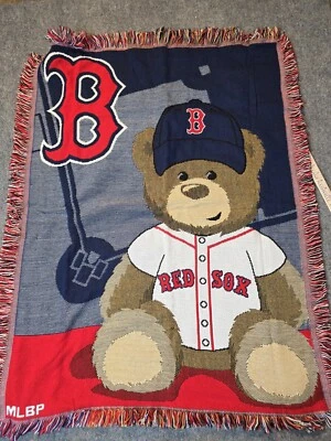 MLB Boston Red Sox Teddy Bear Throw Knit Blanket Northwest Company NWT  - Image 1 of 4