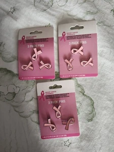 9 Piece Breast Cancer Awareness Lapel Pink Ribbon Pin. Free Shipping. - Picture 1 of 3