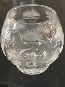 Vintage Cut Lead Crystal Rose Bowl Votive Poland 24% Lead Thistle Pattern - Picture 1 of 7