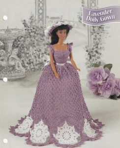Fashion Doll Crochet Pattern LAVENDER DOILY GOWN Formal Dress Annie's Club - Picture 1 of 2