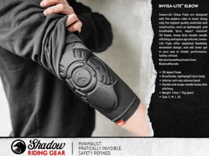 SHADOW CONSPIRACY INVISA LITE ELBOW PADS BMX GUARDS AUTHORIZED DEALER BLACK NEW - Picture 1 of 12