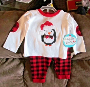 BUMBLE & BIRDIE LITTLE GIRLS PENGUIN APPLIQUE PAJAMA SET NEW WITH TAGS SZ 9M - Picture 1 of 2