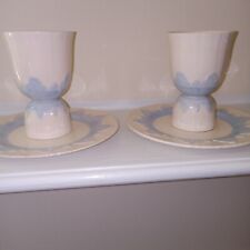 Lot 2 Pairs Porcelain Egg Cups Plates Fondeville Ambassador Ware England
