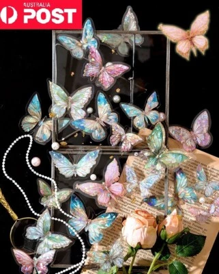 Aurora Butterfly Stickers Rose Scrapbooking Journal Diary Craft Sticker PET - image 1 of 4