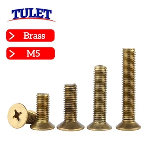 M5 (5mmØ) BRASS PHILLIPS MACHINE SCREWS COUNTERSUNK FLAT HEAD BOLTS DIN 965 - Picture 1 of 4