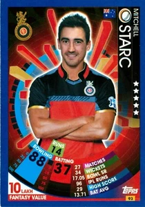 2017 2018 ROYAL CHALLENGERS IPL Cricket Card MITCHELL STARC Topps Attax - Bild 1 von 2
