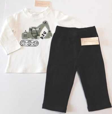First Impressions Bebé Niño Camiseta Pantalones de Sudadera Blanco Verde Negro TALLA 6-9M NUEVO Foto 1 de 3