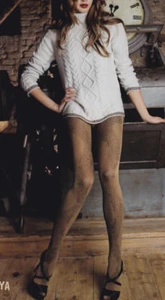 Trasparenze KENYA Camel/Black Animal Footprint Patterned Tights - Picture 1 of 4