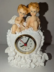 Prestige Keramik Cherub Engel Uhr Figur religiös Quarz (sehr gut) siehe Bild - Bild 1 von 8