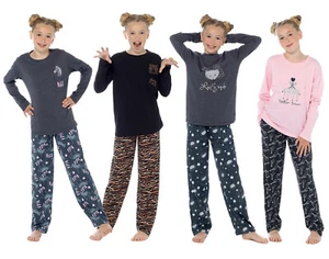JUEGOS LARGOS DE ROPA DE NOCHE PIJAMA DE ANIMALES CON TEMA DE NIÑAS ALGODÓN PJ 7-13 AÑOS NUEVO CON ETIQUETAS - Imagen 1 de 13