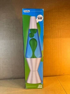 Lavalampe 2124, grünes Wachs, blaue Flüssigkeit, silberner Sockel und Kappe, Original 14,5 Zoll - Bild 1 von 7
