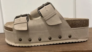 Sandalias de gamuza con plataforma Altar’d State Serenna talla 7 bronceadas con hebilla deslizables - Imagen 1 de 5