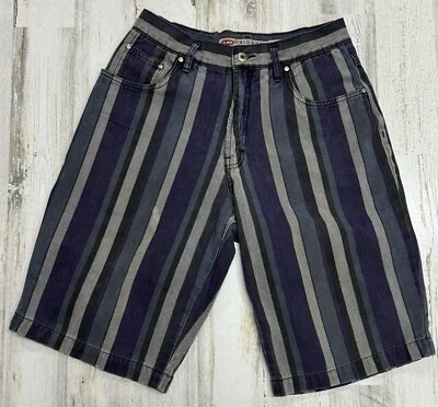 Pantalones Cortos Vaqueros Union Bay Rayas Vintage Años 90 Para Hombre Talla 28x12 Gris Púrpura Foto 1 de 4