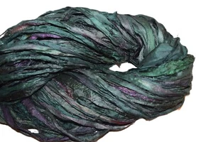 10 yards Sea Green multi mix color silk ribbon - Picture 1 of 2