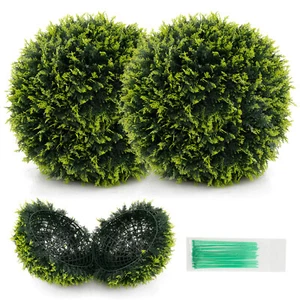 2PCS Artificial Plant Cedar Topiary Ball Faux Decoration Topiary Boxwood Spheres - Picture 1 of 2