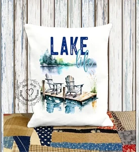 Lake Life Dock Fabric Pillow #1167 - Picture 1 of 4