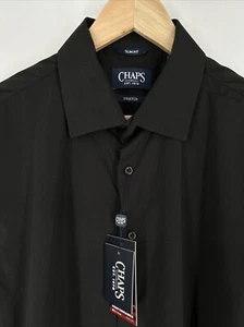 Chaps Black Long Sleeve Performance Stretch Slim Fit Button Up Shirt Size L NWT - Picture 1 of 8