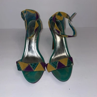 Salto geométrico Bertinni roxo verde prata amarelo pele de cobra 8 - Imagem 1 de 4