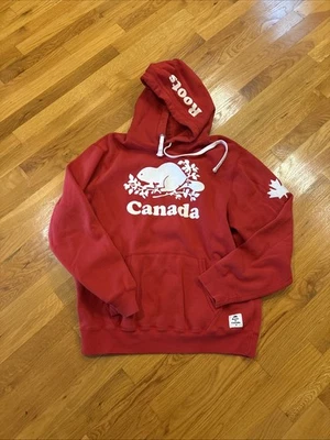 Roots Canada Red Hoodie Athletic Sweatshirt Size  Large - Image 1 of 4
