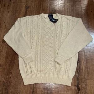 Suéter tejido con cable vintage Gant enmarcado a mano L para hombre caqui nuevo con etiquetas algodón lino nuevo - Imagen 1 de 22